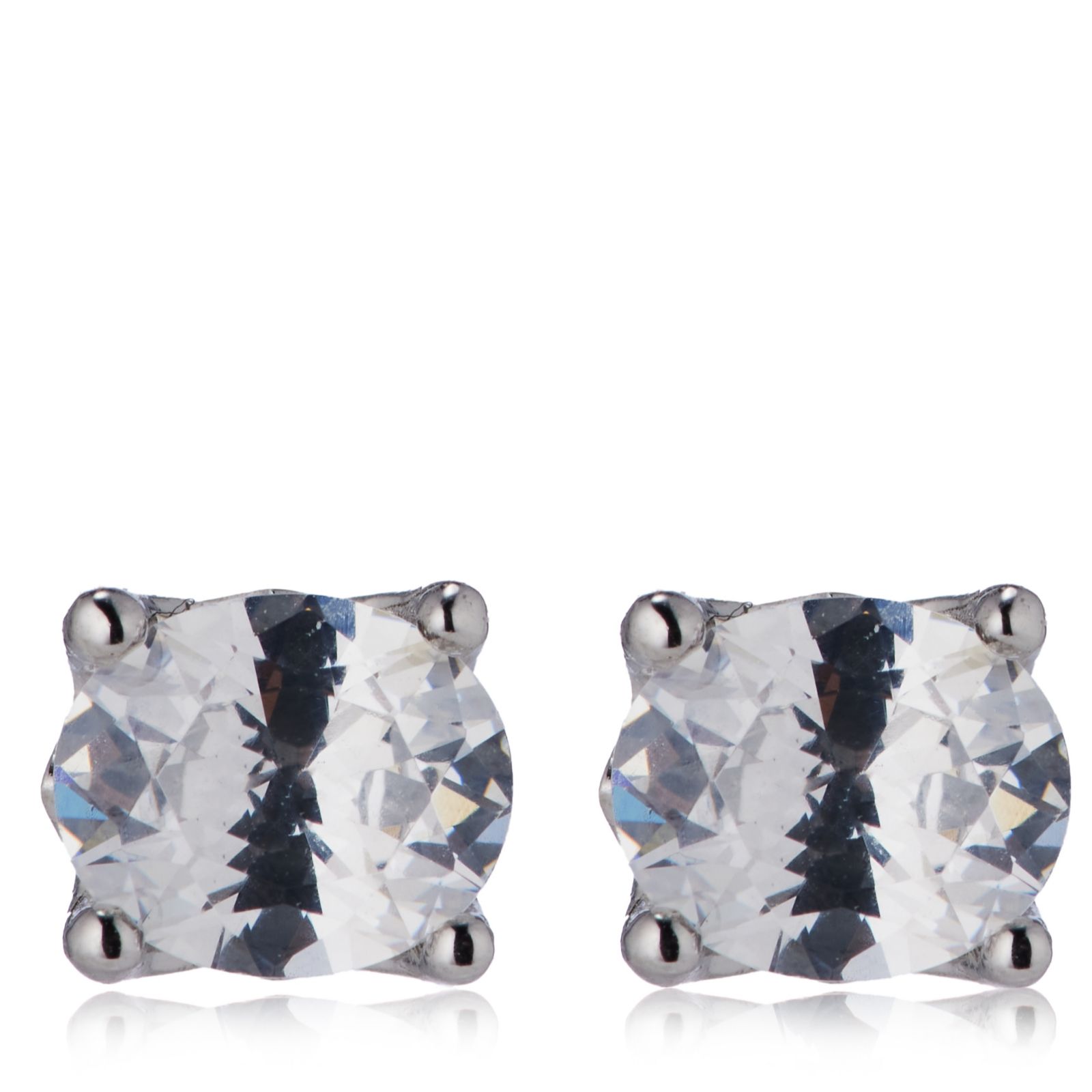 Diamonique 1ct tw Platinum Plated Classic Icon Stud Earrings Sterling Silver