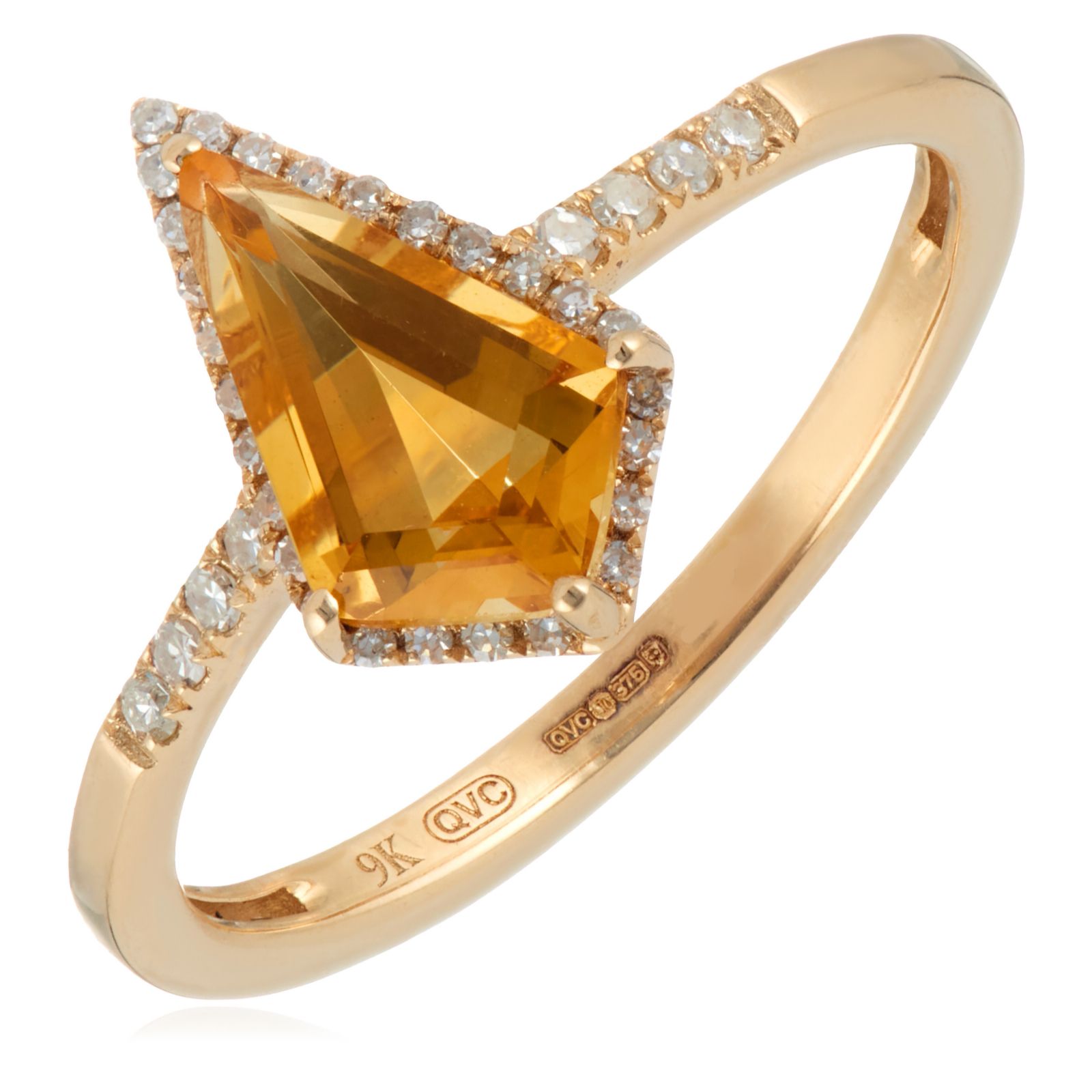 Oisha 1ct Fancy Cut Gemstone and 0.14ct Diamond Ring 9ct Gold