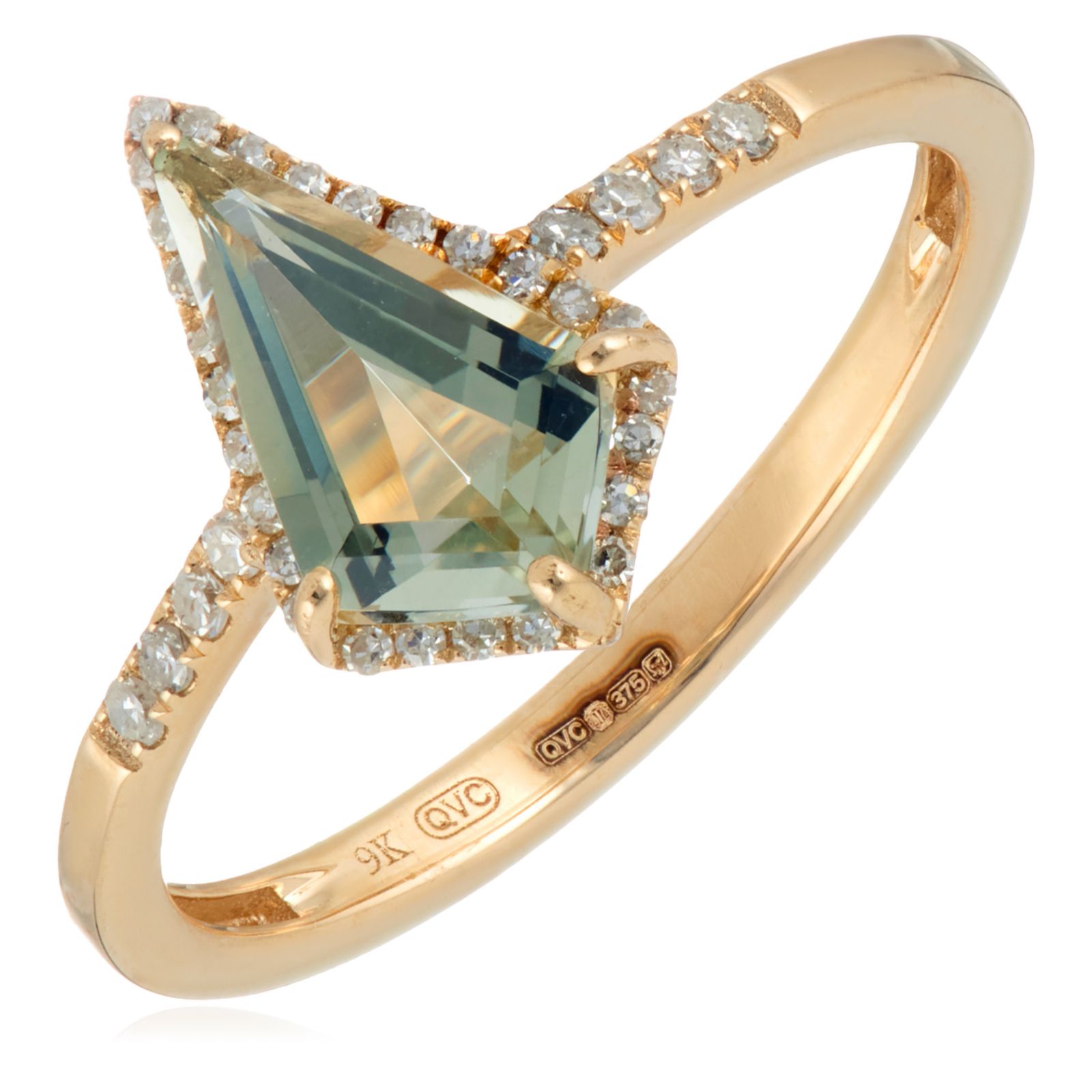 Oisha 1ct Fancy Cut Gemstone and 0.14ct Diamond Ring 9ct Gold