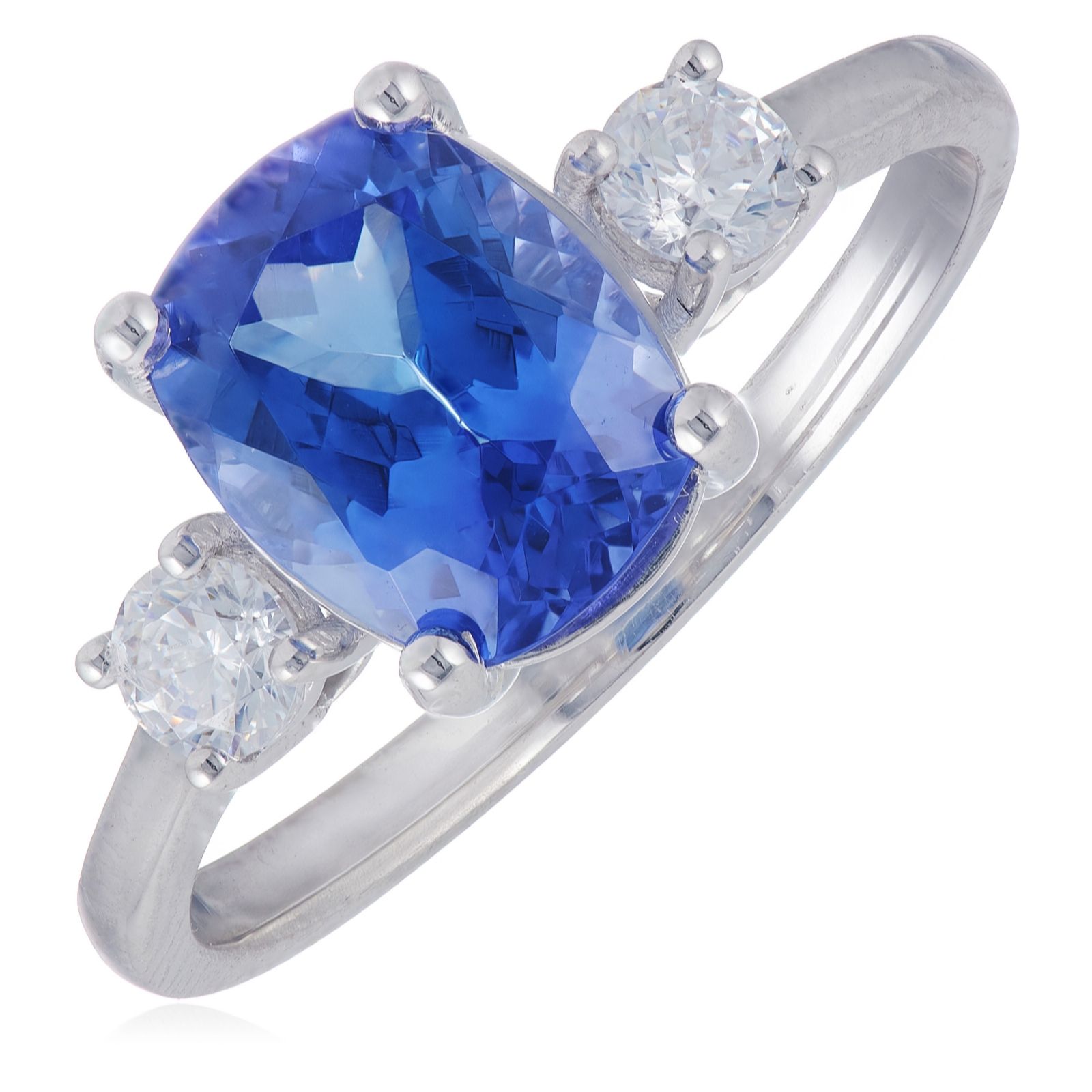 1.84ct AA Tanzanite & 0.3ct Diamond Trilogy Ring 9ct Gold