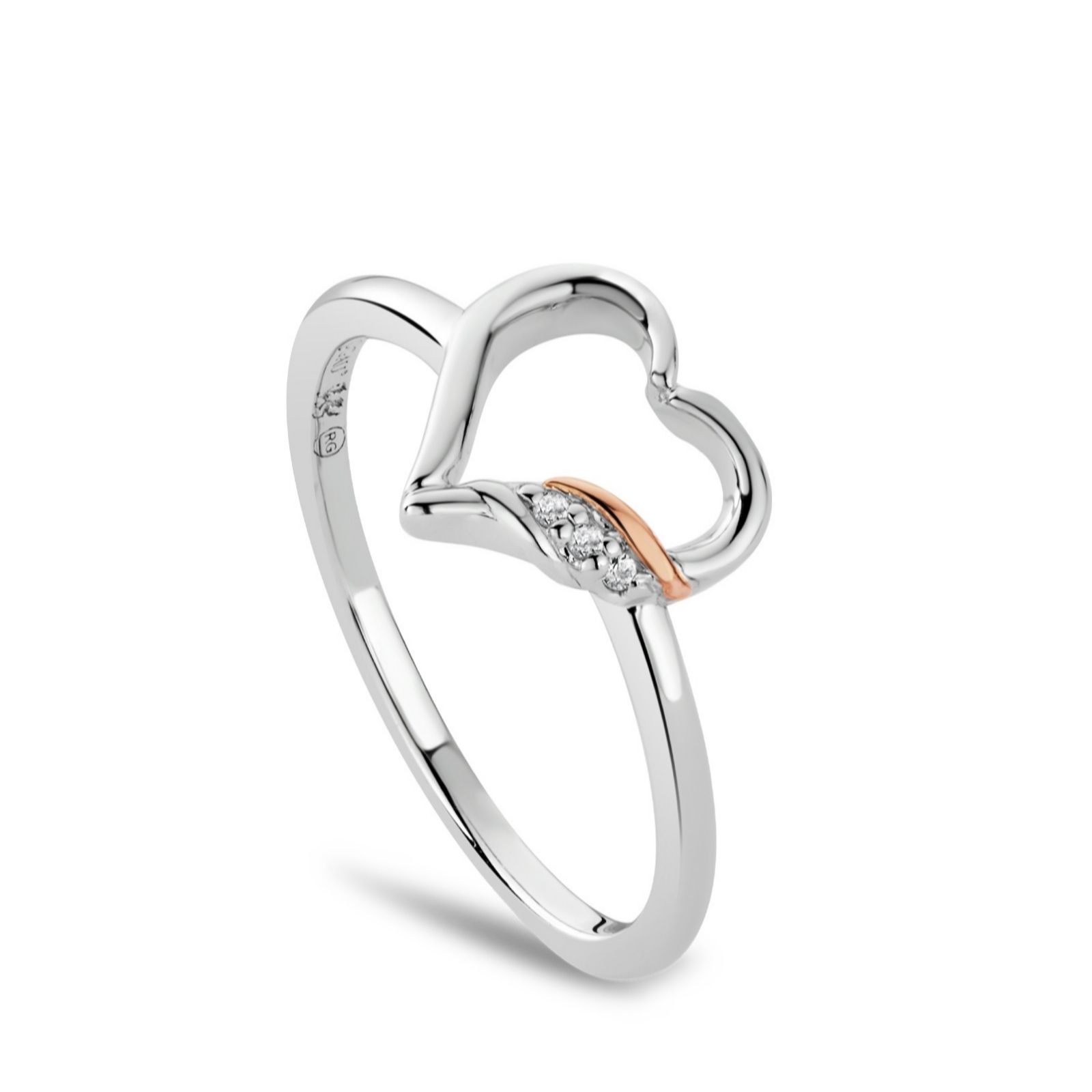 Clogau Past Present Future Sterling Silver Heart Ring w/Topaz