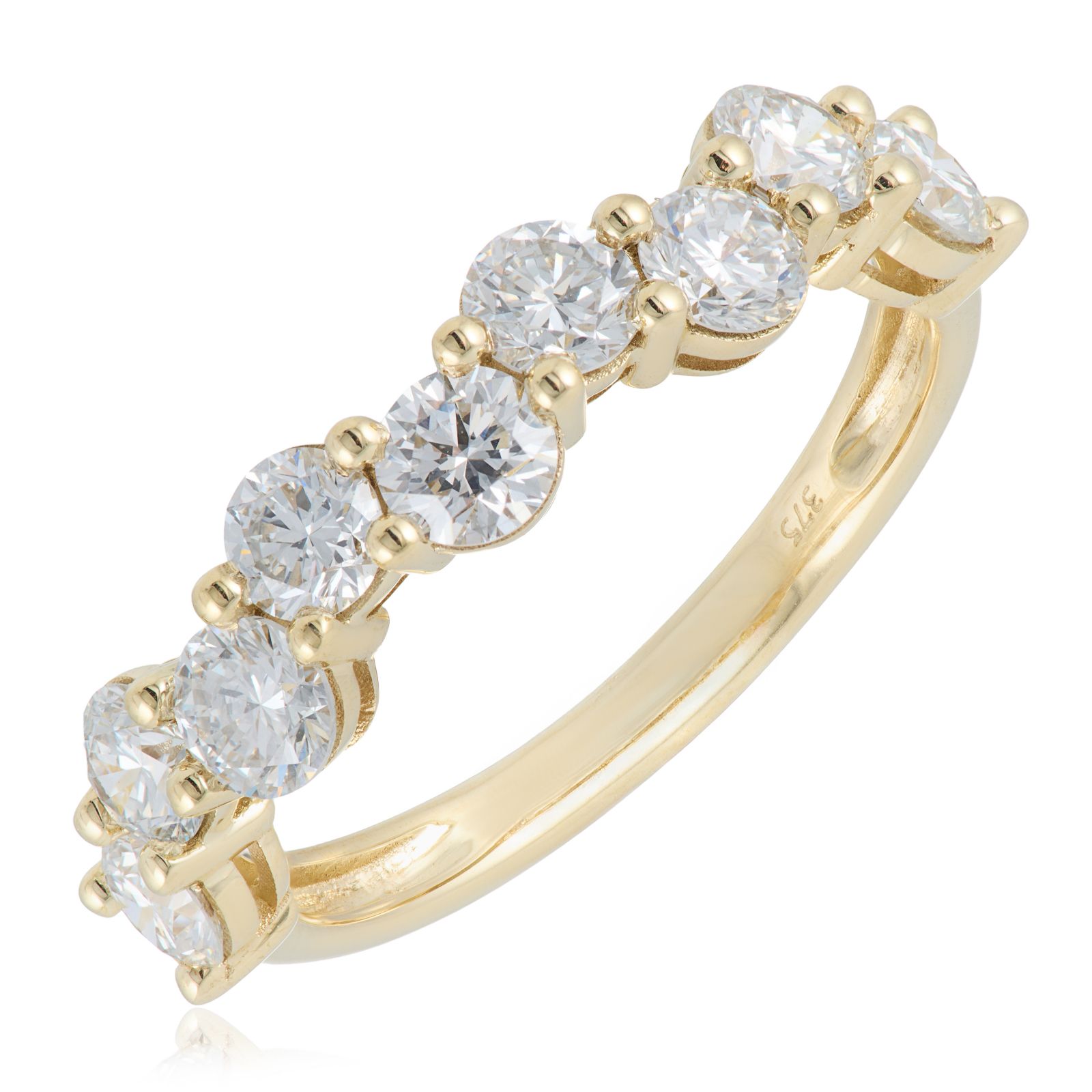 Fire Light 1.3ct Lab Grown Diamond Scattered Stone Eternity Ring 9ct Gold