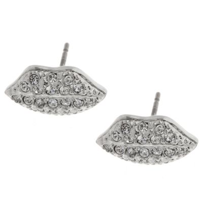 Lulu Guinness Pave Crystal Lips Shaped Stud Earrings - QVC UK