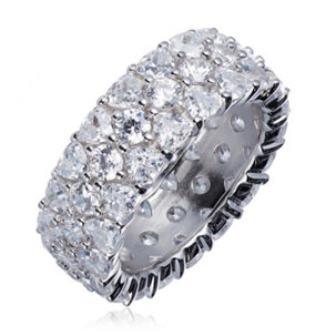 Diamonique 5ct tw Trillion Cut Eternity Ring Sterling Silver - 344310