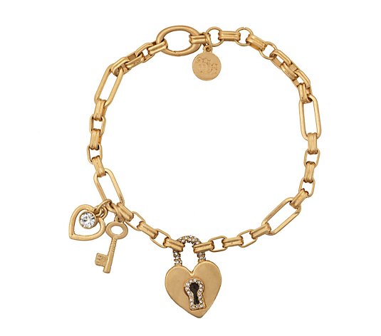 Bibi Bijoux Pave Heart Padlock & Key Bracelet