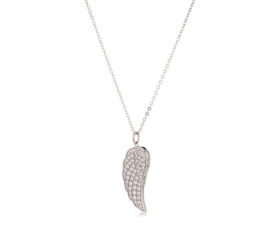 Diamonique 1.12ct tw Angel Wing Pendant Sterling Silver