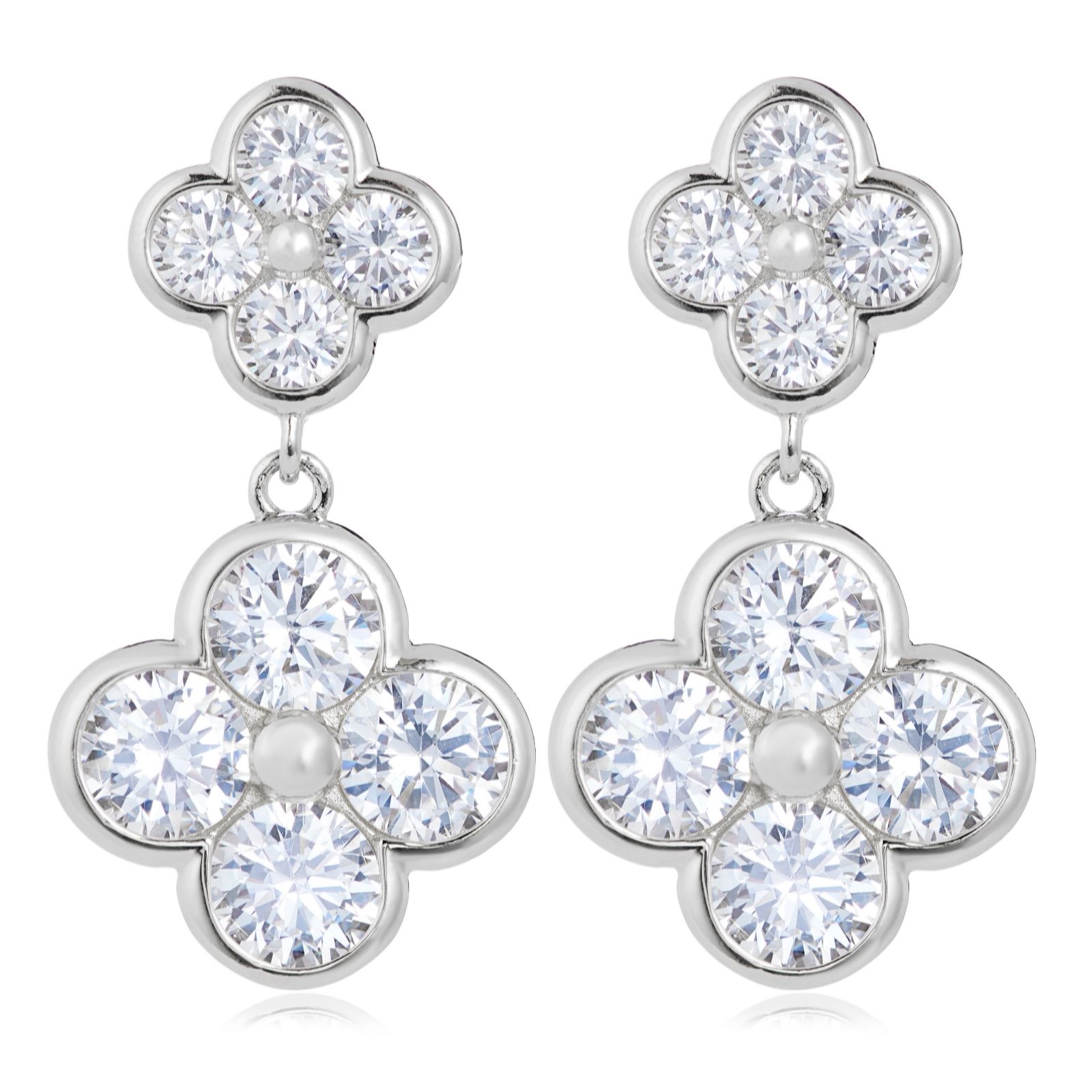  Diamonique 2.8ct tw Clover Drop Earrings Sterling Silver