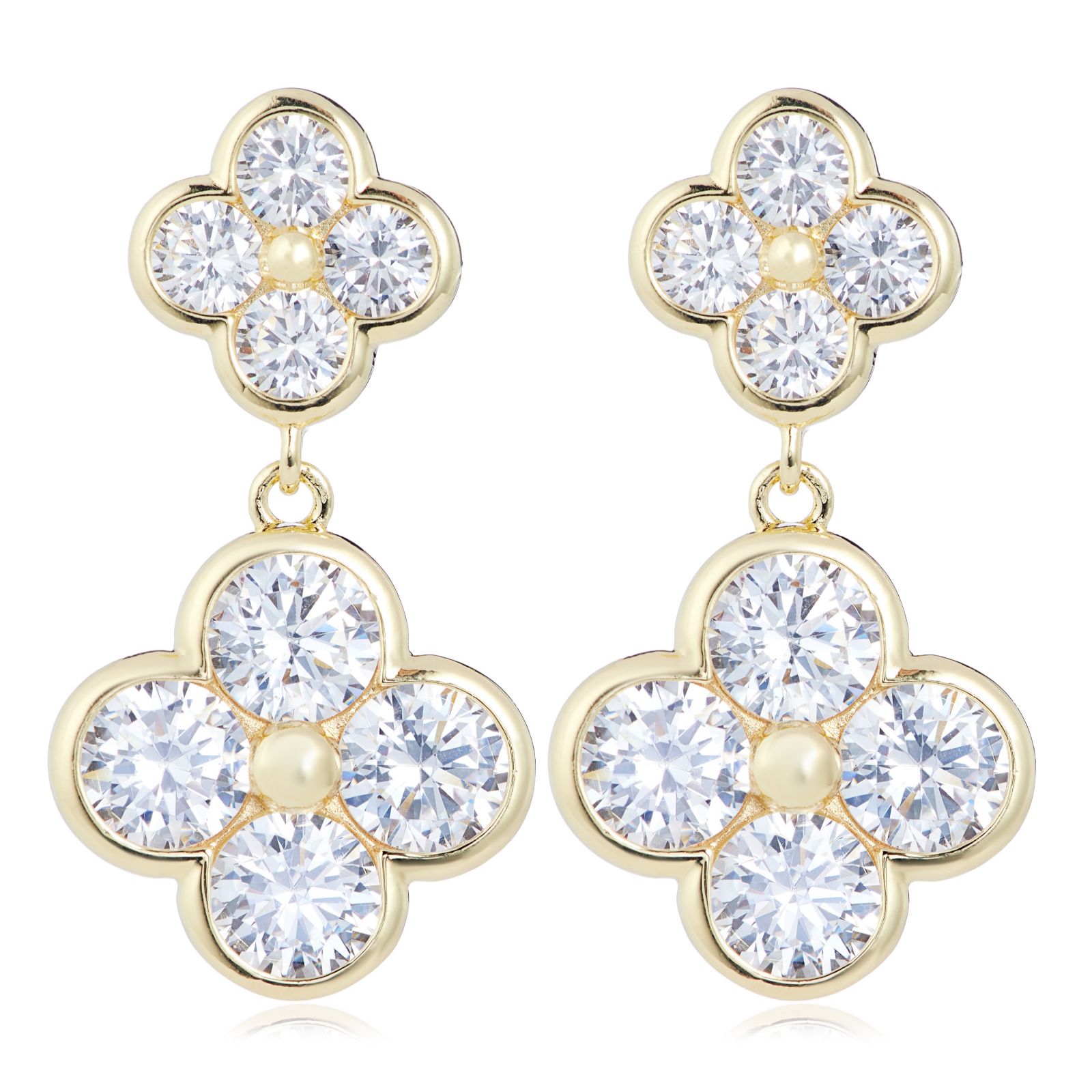 Diamonique 2.8ct tw Clover Drop Earrings Sterling Silver