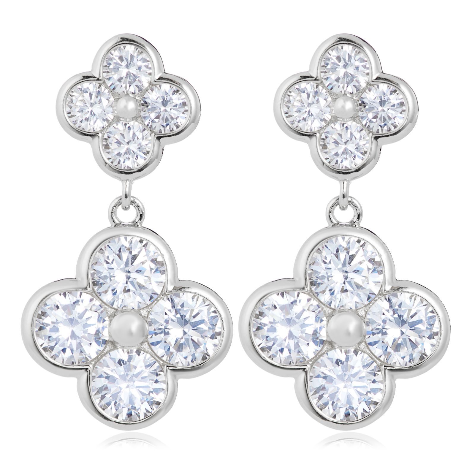 Diamonique 2.8ct tw Clover Drop Earrings Sterling Silver