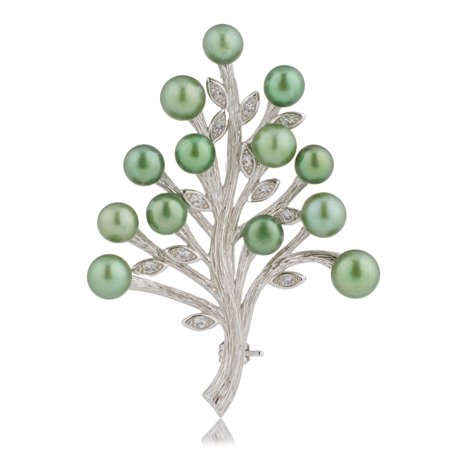 Lara Pearl Tree of Life 5-6mm Button Pearl Brooch Sterling Silver