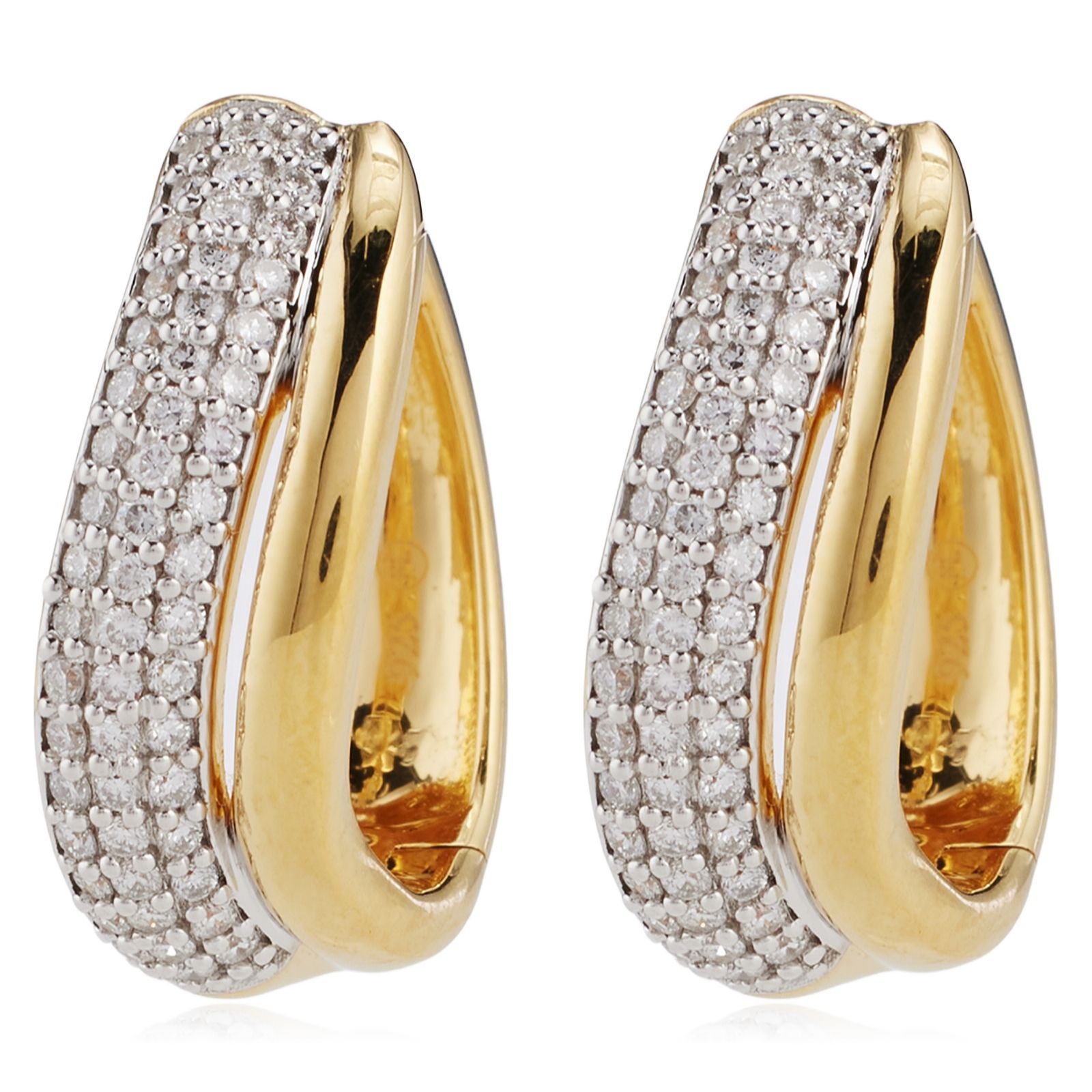 Fire Light 0.50ct Lab Grown Diamond Pave Wave Earrings 18ct Gold Vermeil