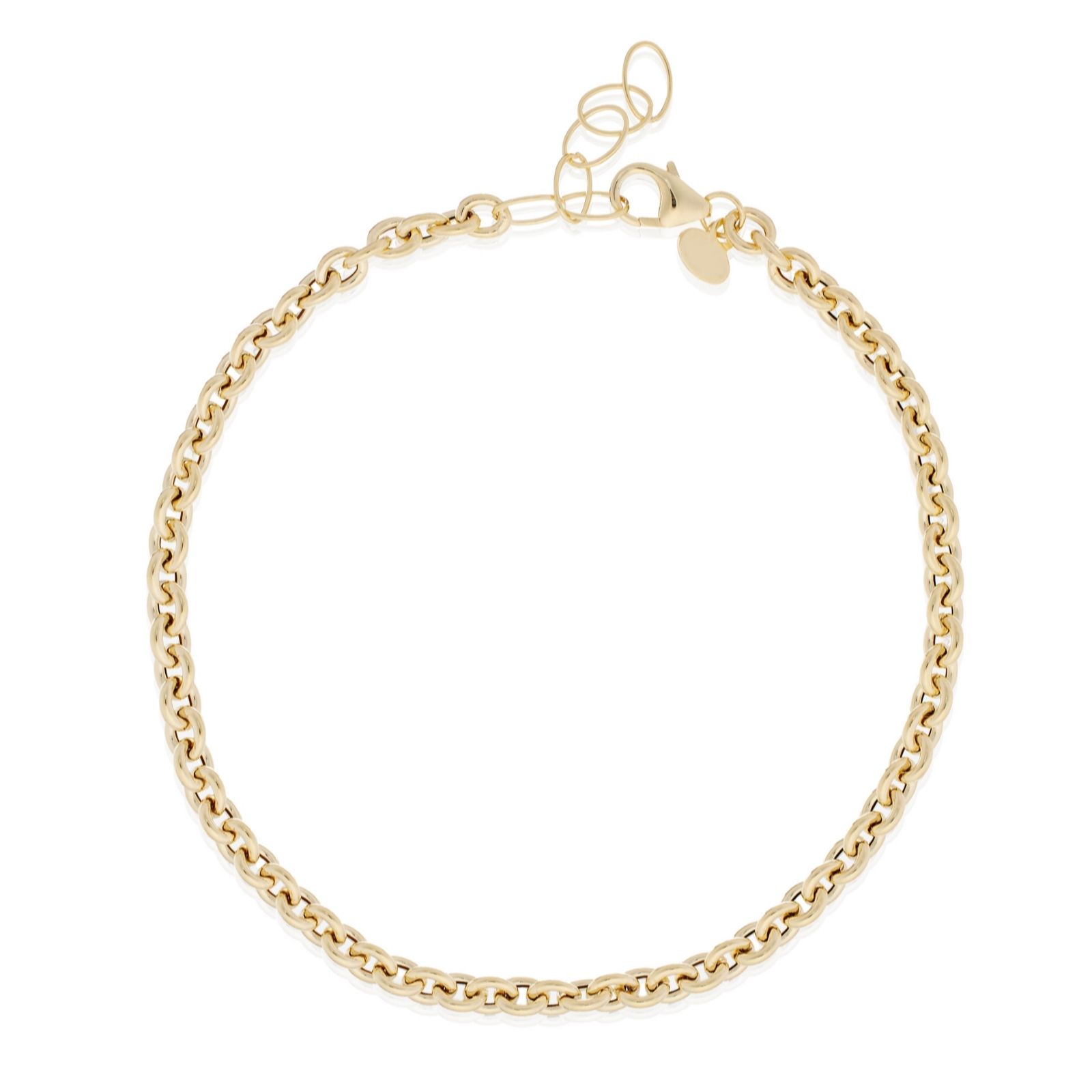 GOLD 9ct Italian Gold Oval Rolo Chain Bracelet 1.7g