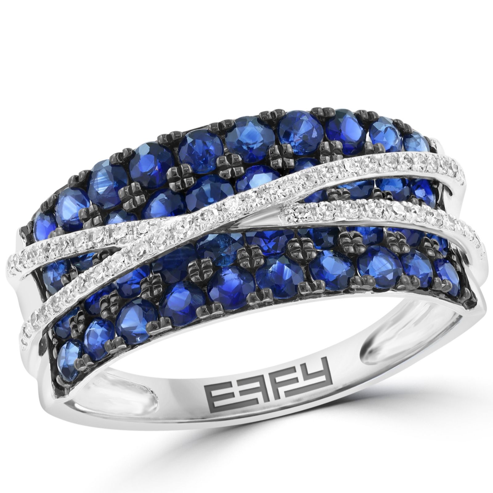 Effy 1.64ct Sapphire & 0.13ct Diamond Band Ring 14ct Gold
