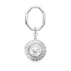 Swarovski Lucent  Round Cut Rhodium Plated Keyring
