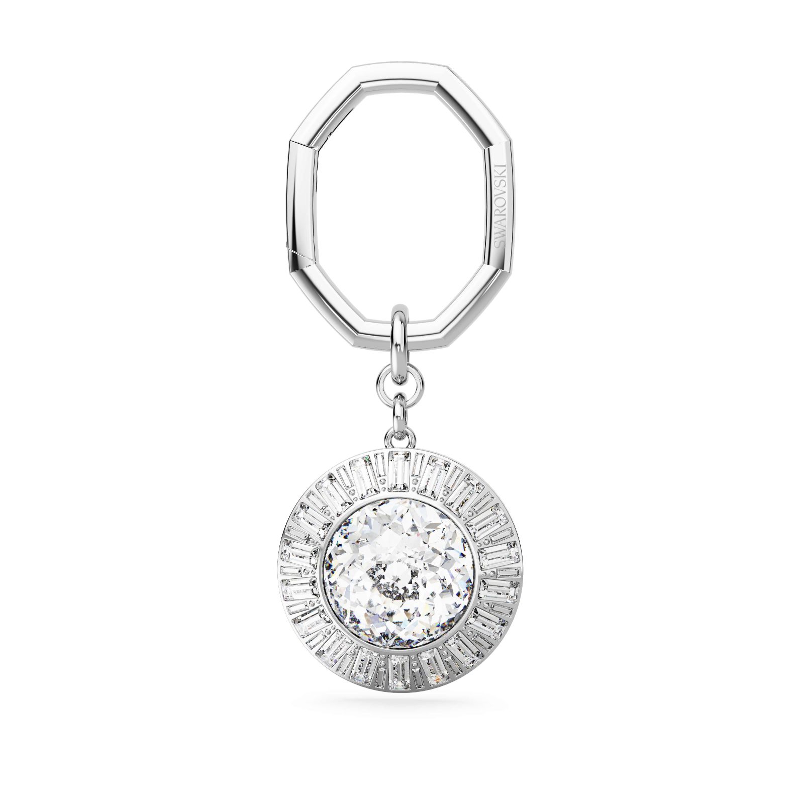Swarovski Lucent Round cut Rhodium plated Keyring