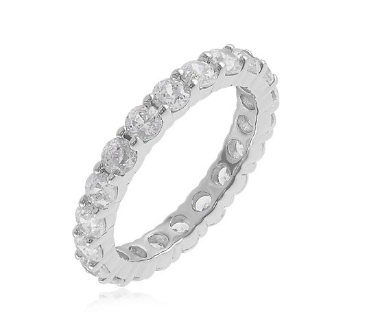 Diamonique 2.2ct 100 Facet Eternity Ring Sterling Silver