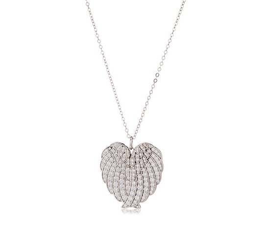 Diamonique 0.69ct tw Angel Heart Necklace Sterling Silver