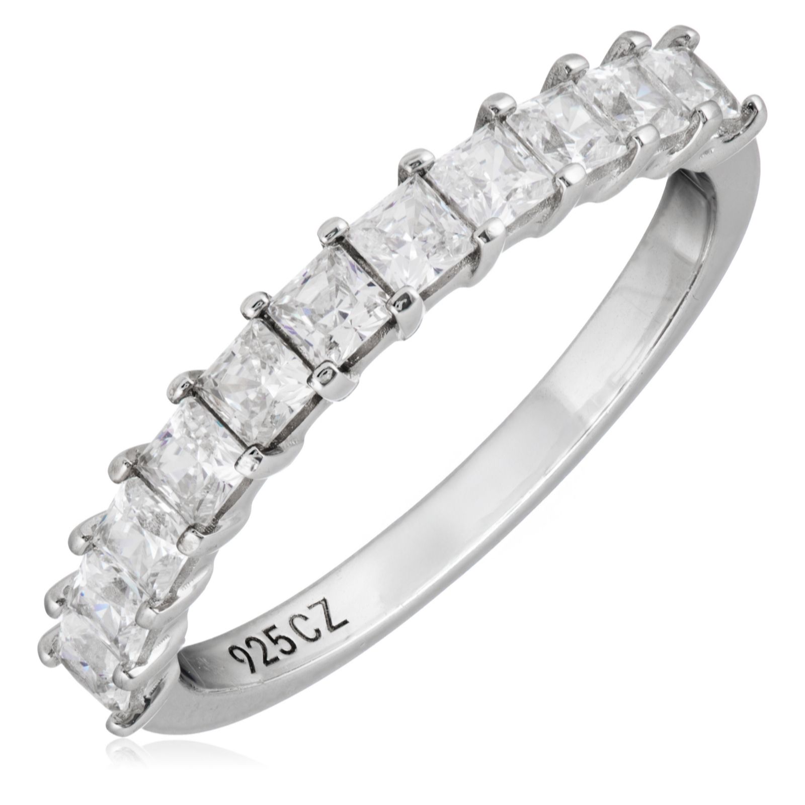 Diamonique 1.1ct tw 11 Stone Ring Platinum Plated