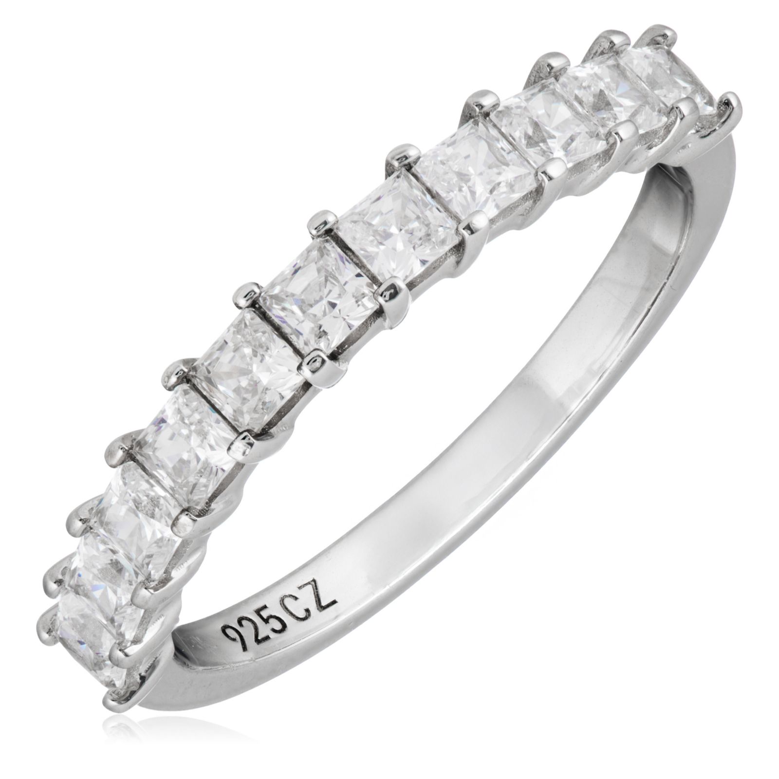 Diamonique 1.1ct tw 7 Stone Ring Platinum Plated