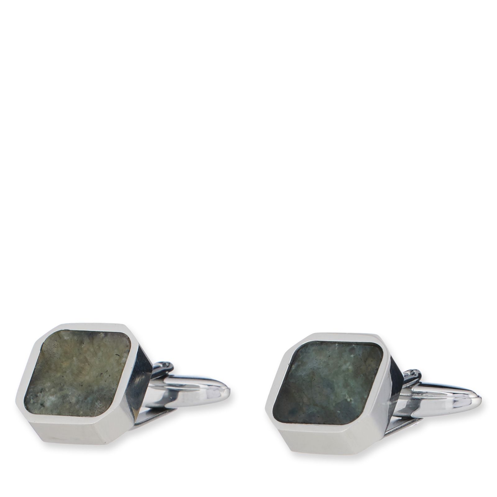 Steel by Design Mens Stone Set Cuff Link Stainless Steel