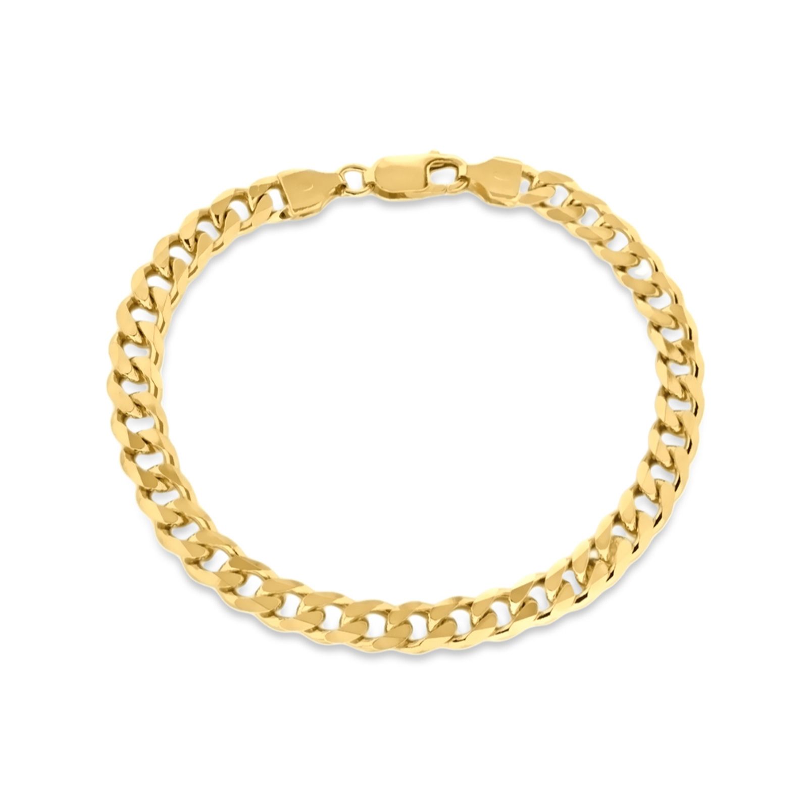 Faith & Brown Italian Crafted 18k Gold Plated Curb Bracelet Sterling Silver