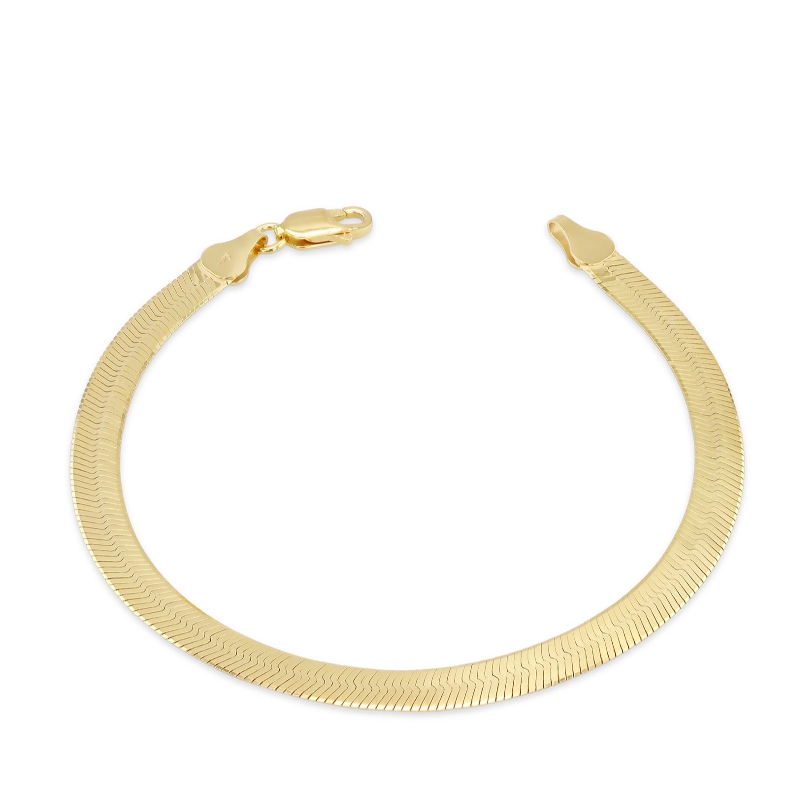 Faith & Brown Italian Crafted 18k Gold Plated Herringbone Bracelet
