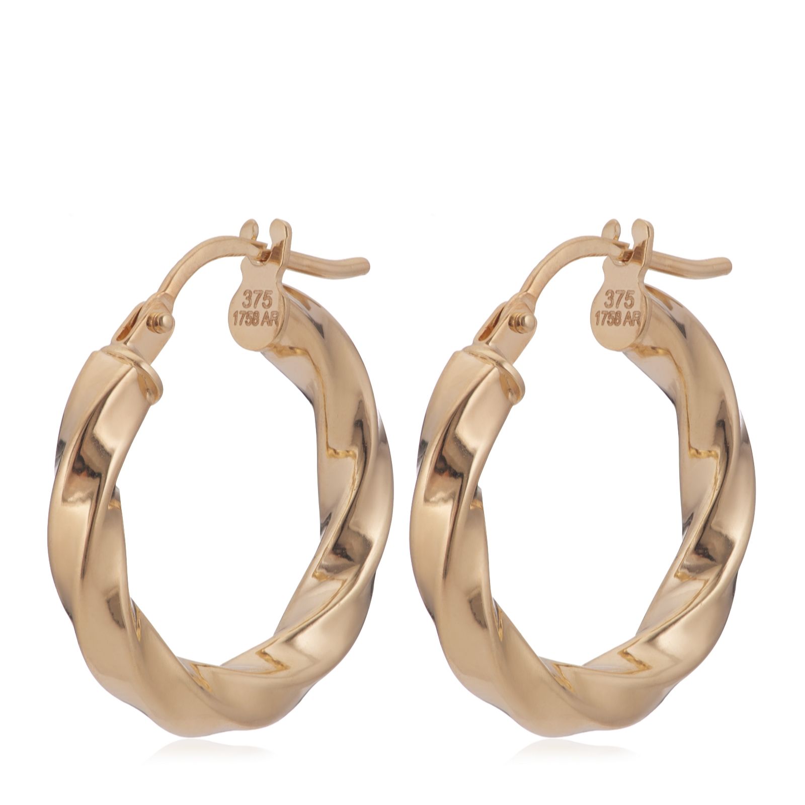 GOLD 9ct Italian Gold Twisted Torchon Hoops 1.23g