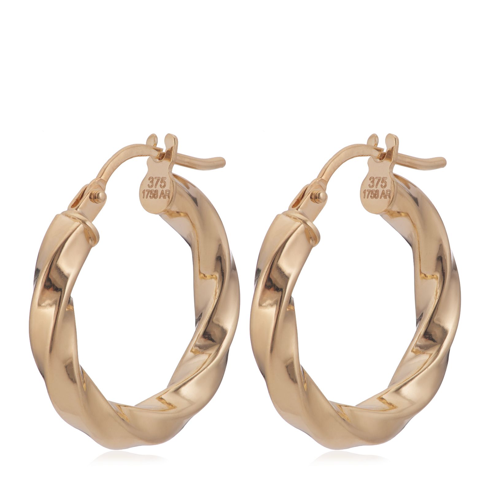 GOLD 9ct Italian Gold Twisted Torchon Hoops 1.23g