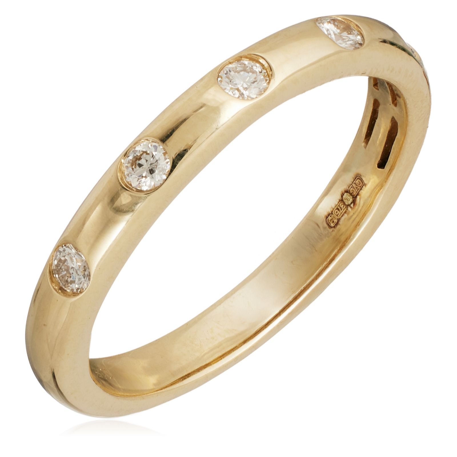 0.15ct Diamond Swiss Set Band Ring 9ct Gold