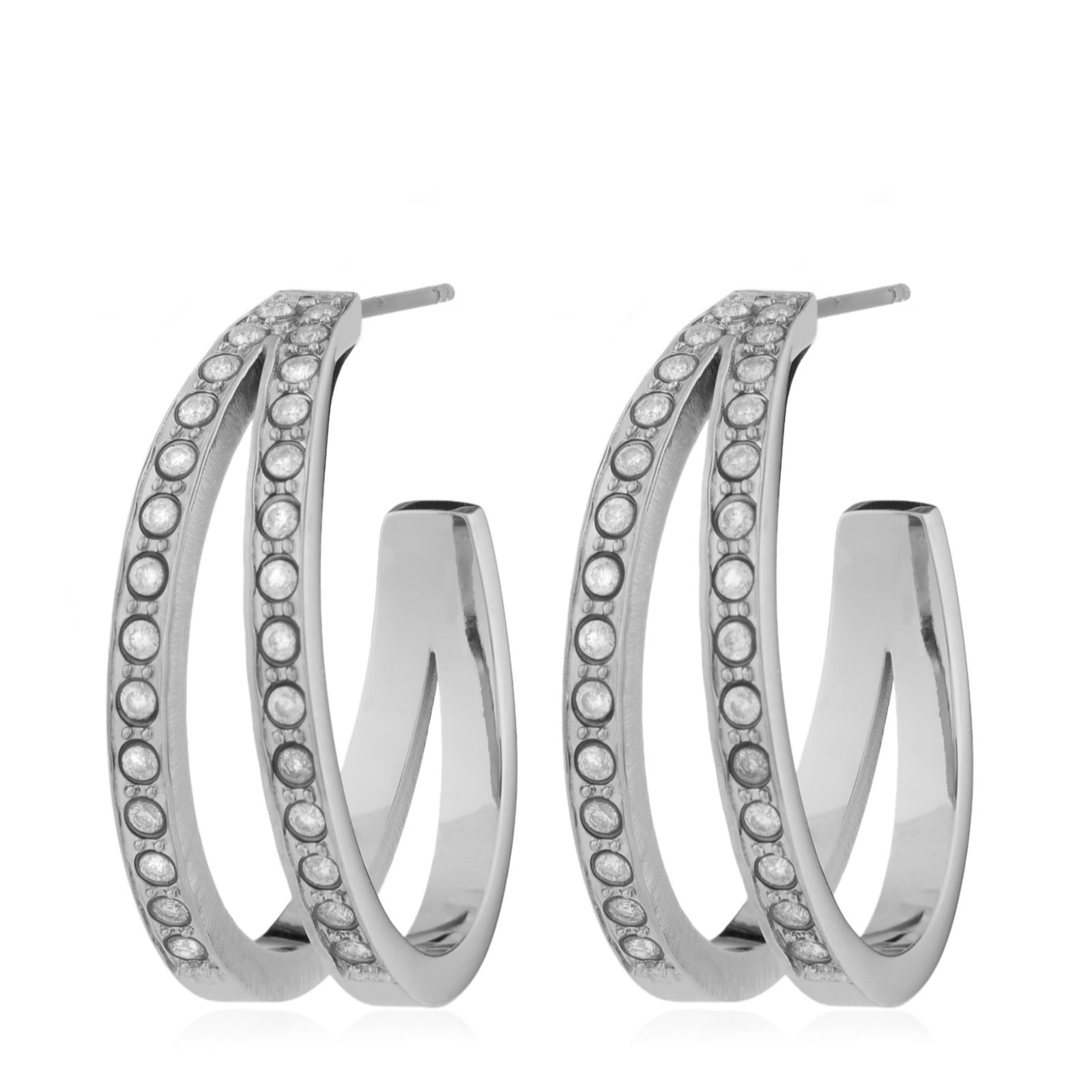 Steel by Diamonique Split Hoop Earrings Stainless Steel