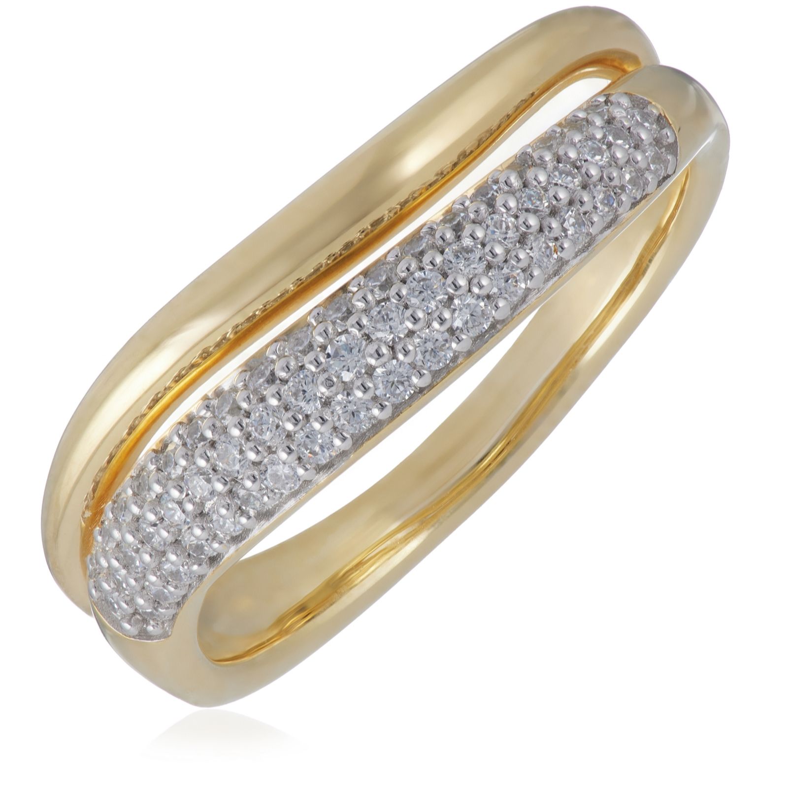 Fire Light 0.30ct Lab Grown Diamond Pave Wave Ring 18ct Gold Vermeil