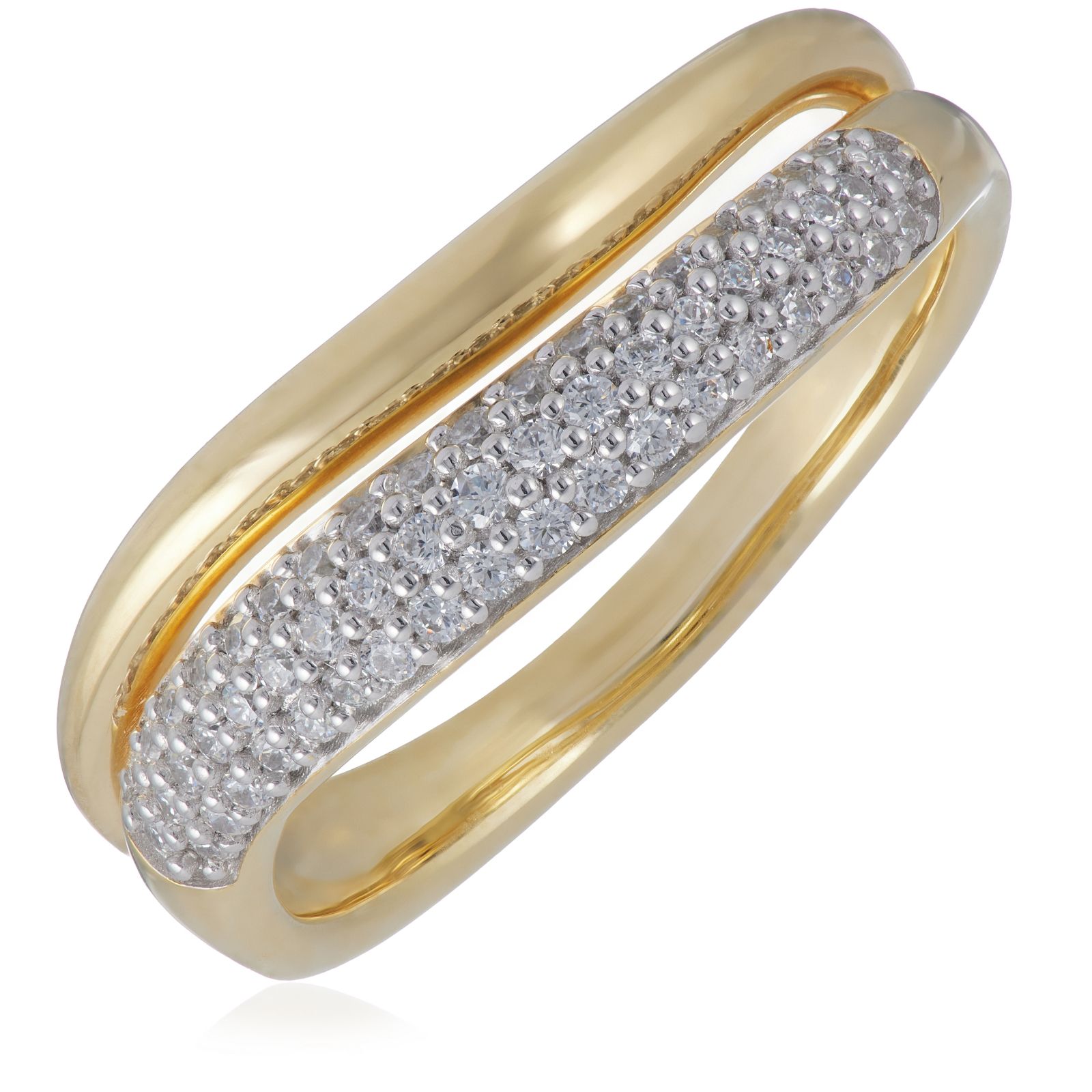 Fire Light 0.30ct Lab Grown Diamond Pave Wave Ring 18ct Gold Vermeil
