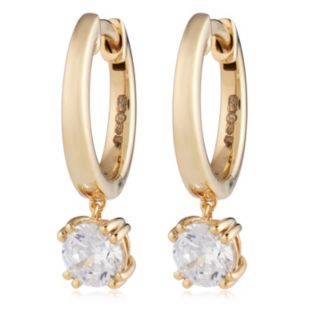 Fire Light 1ct Hoop Drop Earrings 18ct Gold Vermeil