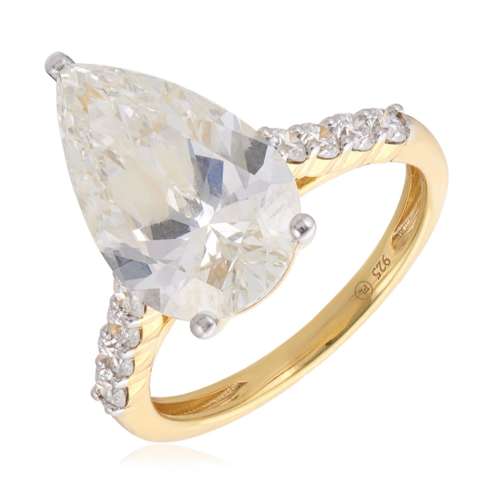 Fire Light 5.9ct Made to Order Pear Cut Solitaire Ring 14ct Gold