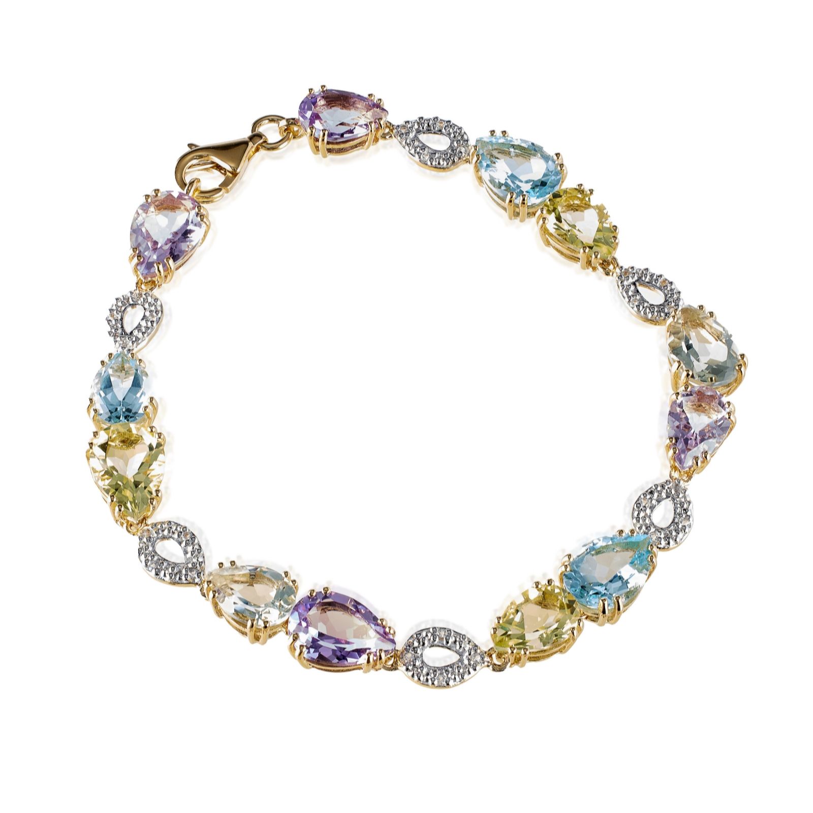 Affinity Gems 15.50ct Pear Cut Mixed Gem Bracelet Sterling Silver - QVC UK