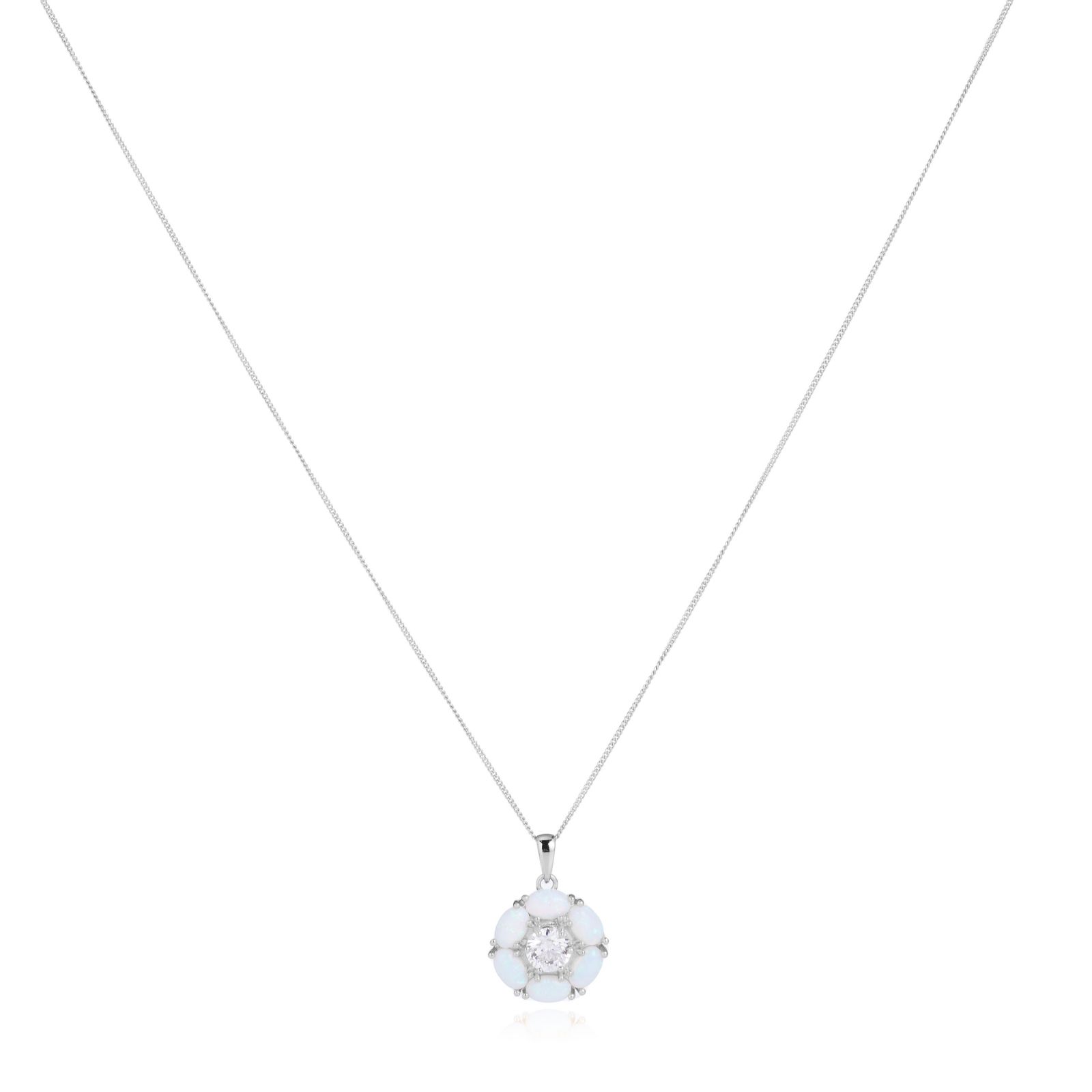 Diamonique 0.9ct tw Simulated Opal Pendant & Chain Sterling Silver