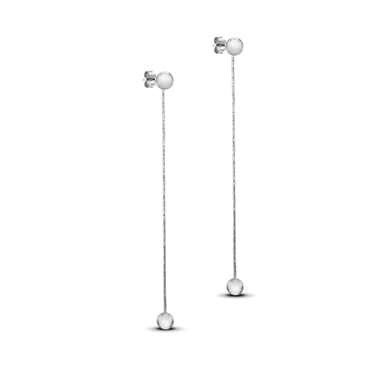 Faith & Brown Italian crafted Ball & Snake Chain Drop Earrings Sterling Silver