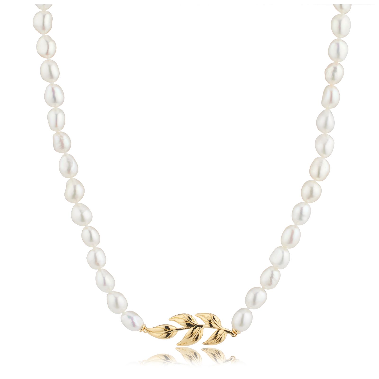 Lara Pearl 7-8mm Baroque Pearl Leaf Necklace