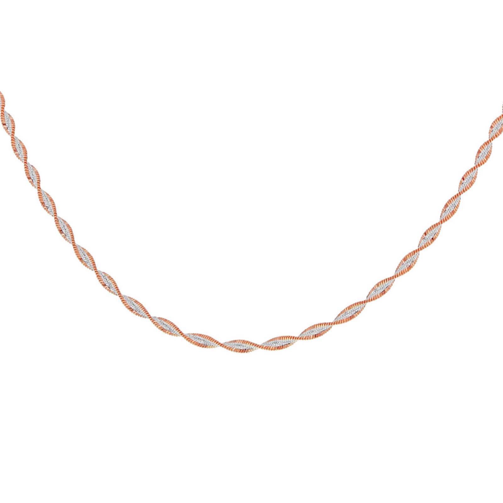 Faith & Brown Italian Crafted Two-Tone Small Twist Herringbone Necklace