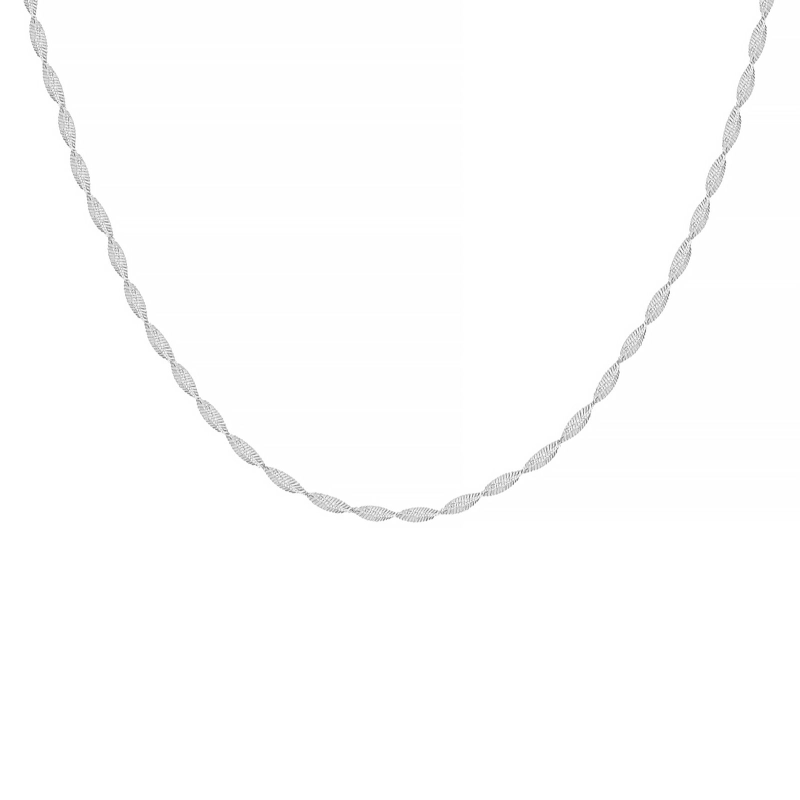 Faith & Brown Italian Crafted Two-Tone Small Twist Herringbone Necklace