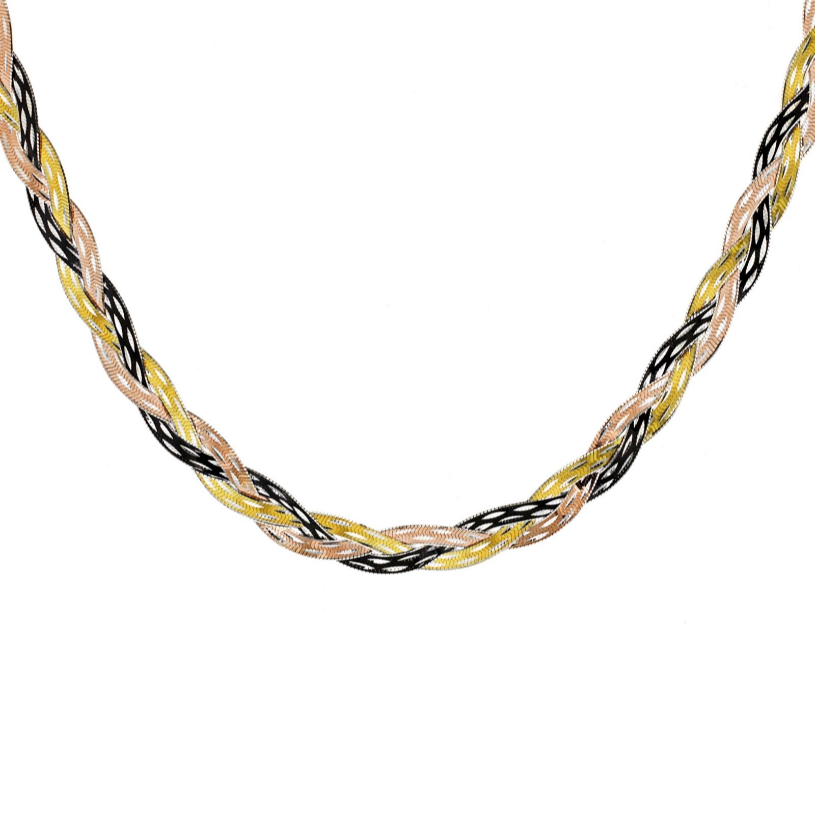 Faith & Brown Four Tone Willow Triple Herringbone Necklace