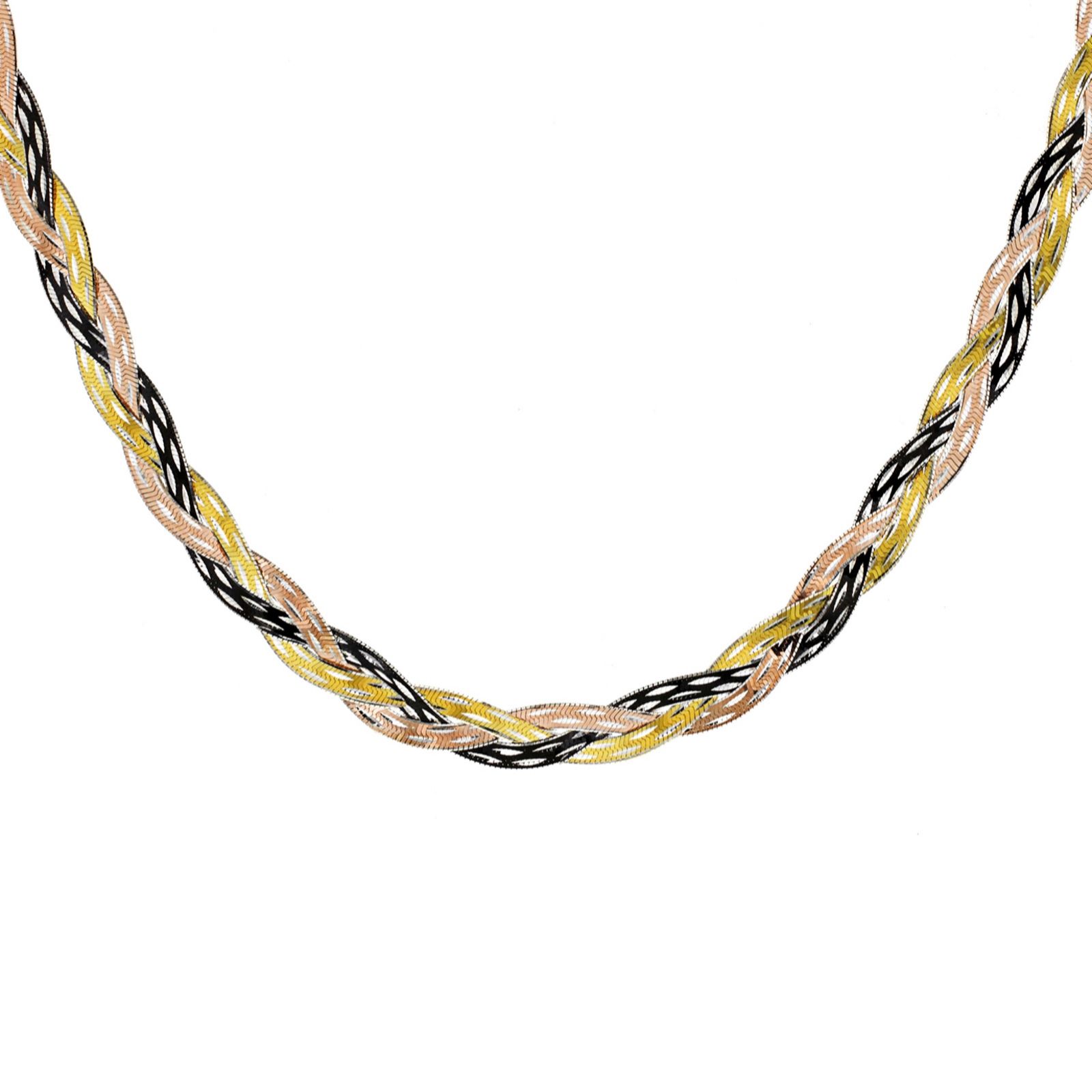 Faith & Brown Four Tone Willow Triple Herringbone Necklace