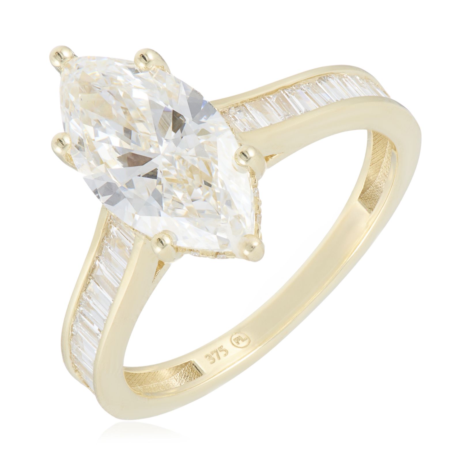 Fire Light 2.4ct Lab Grown Diamond Marquise Cut Solitaire Ring 9ct Gold
