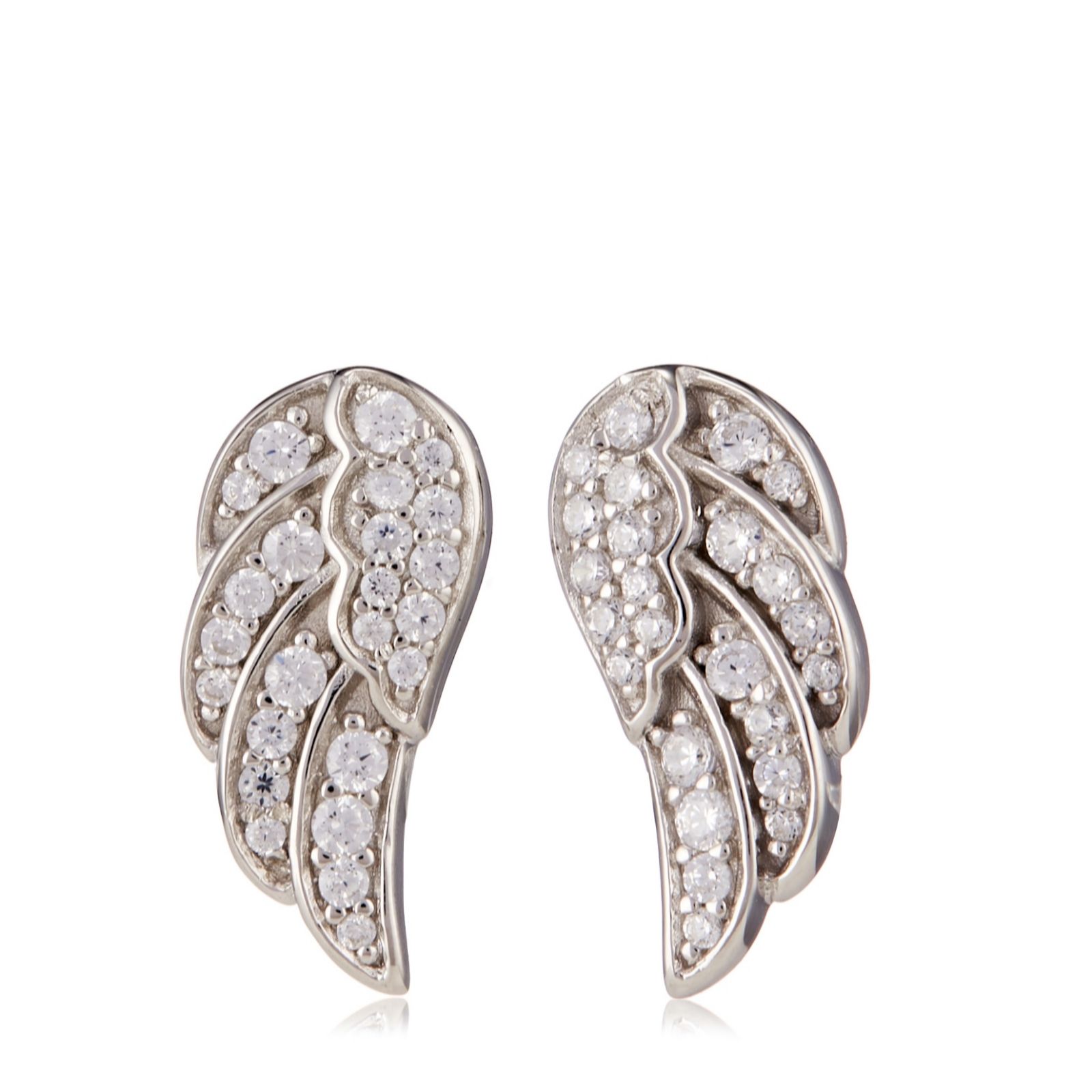 Diamonique 0.19ct tw Angel Wing Stud Climber Earrings Sterling Silver ...