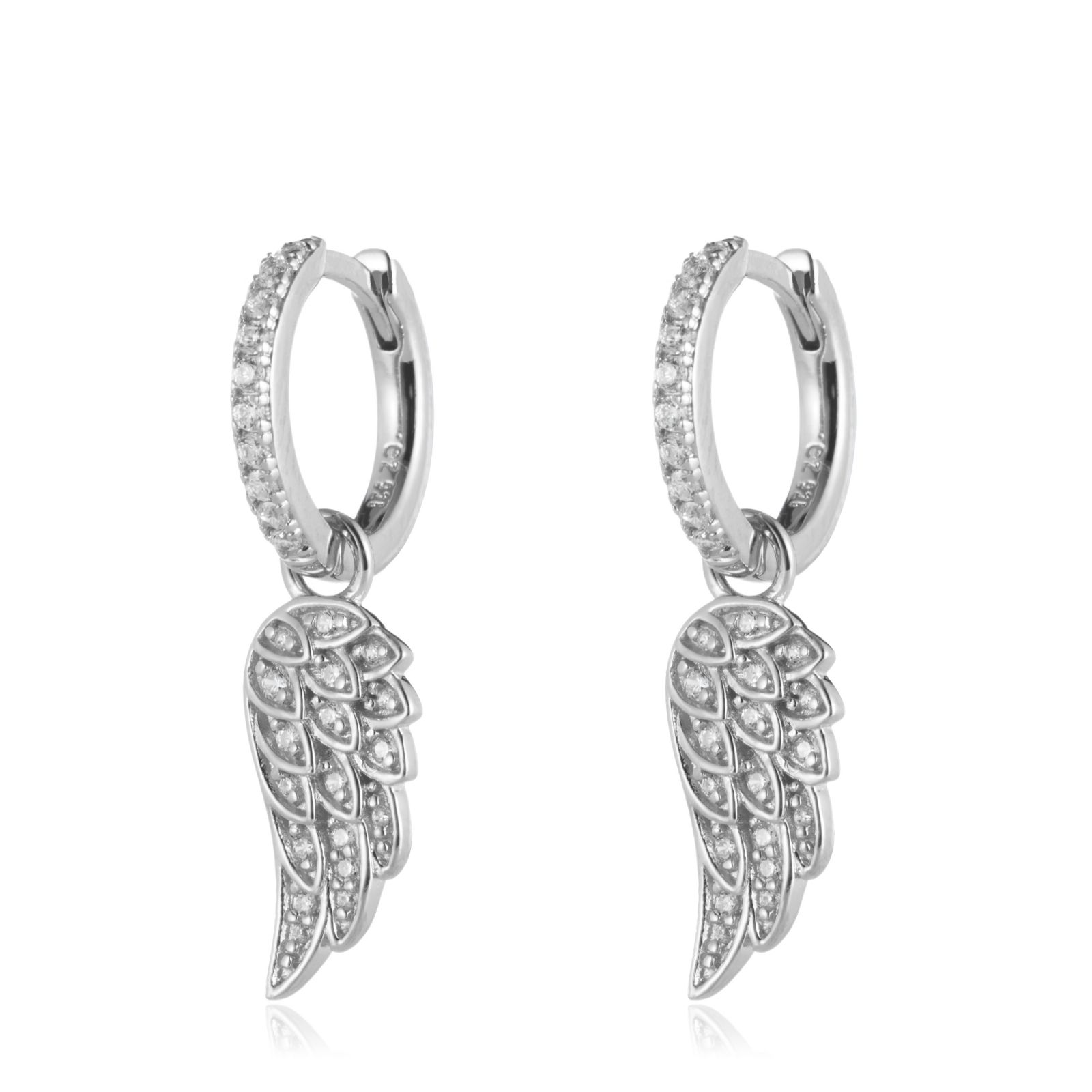 Diamonique 0.36ct tw Angel Wing Hoop Earrings Sterling Silver