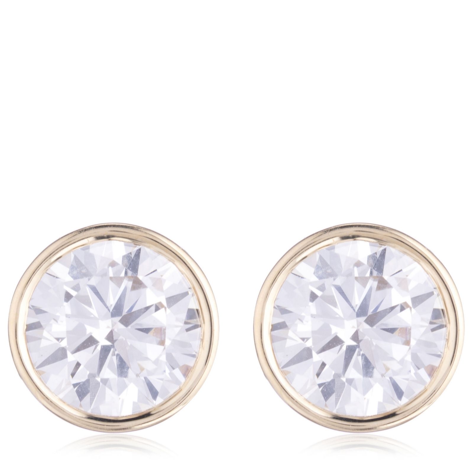 Firelight 2ct Bezel Set Stud Earrings with Side Stone Detail 9ct Gold