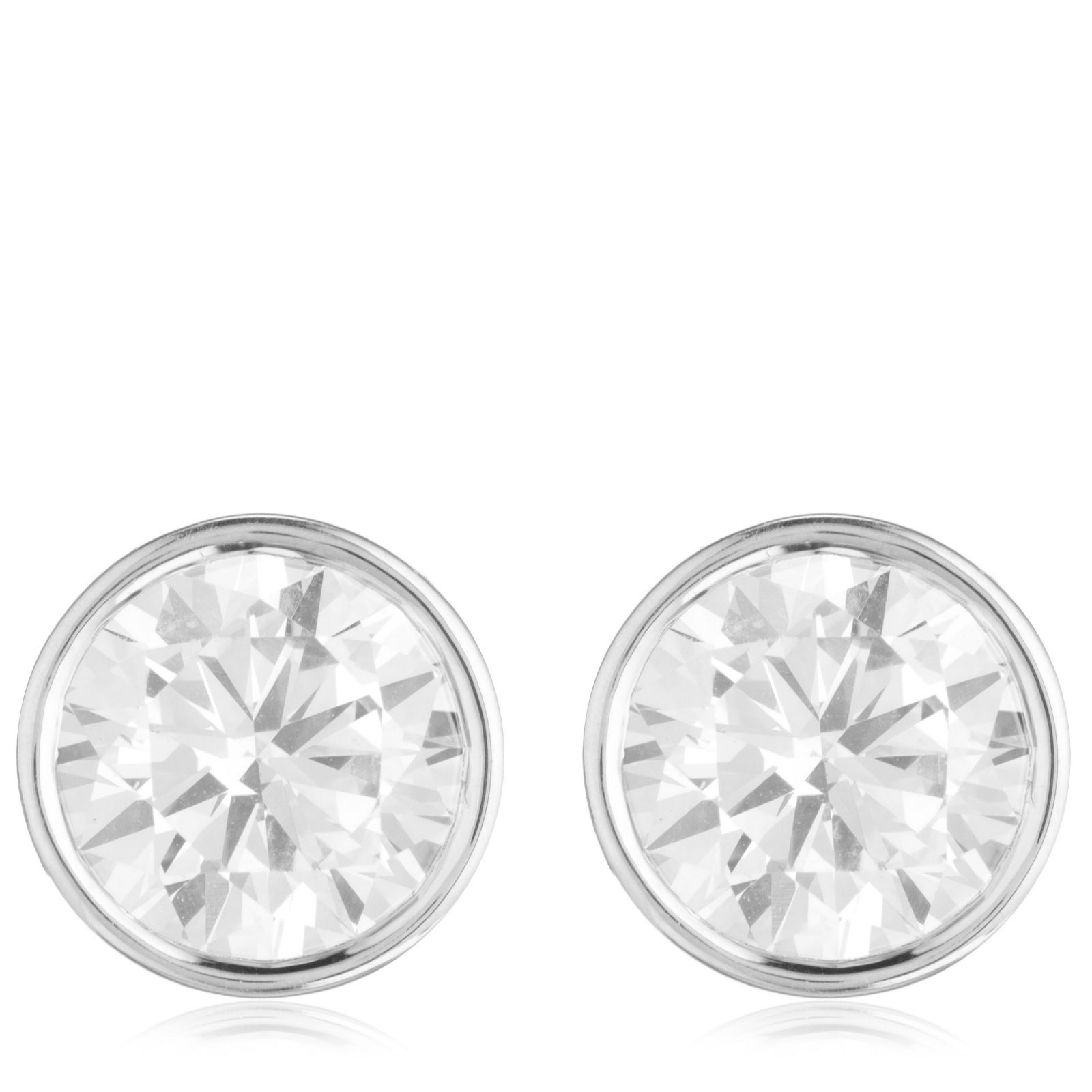 Fire Light 2ct Bezel Set Stud Earrings with Side Stone Detail 9ct Gold