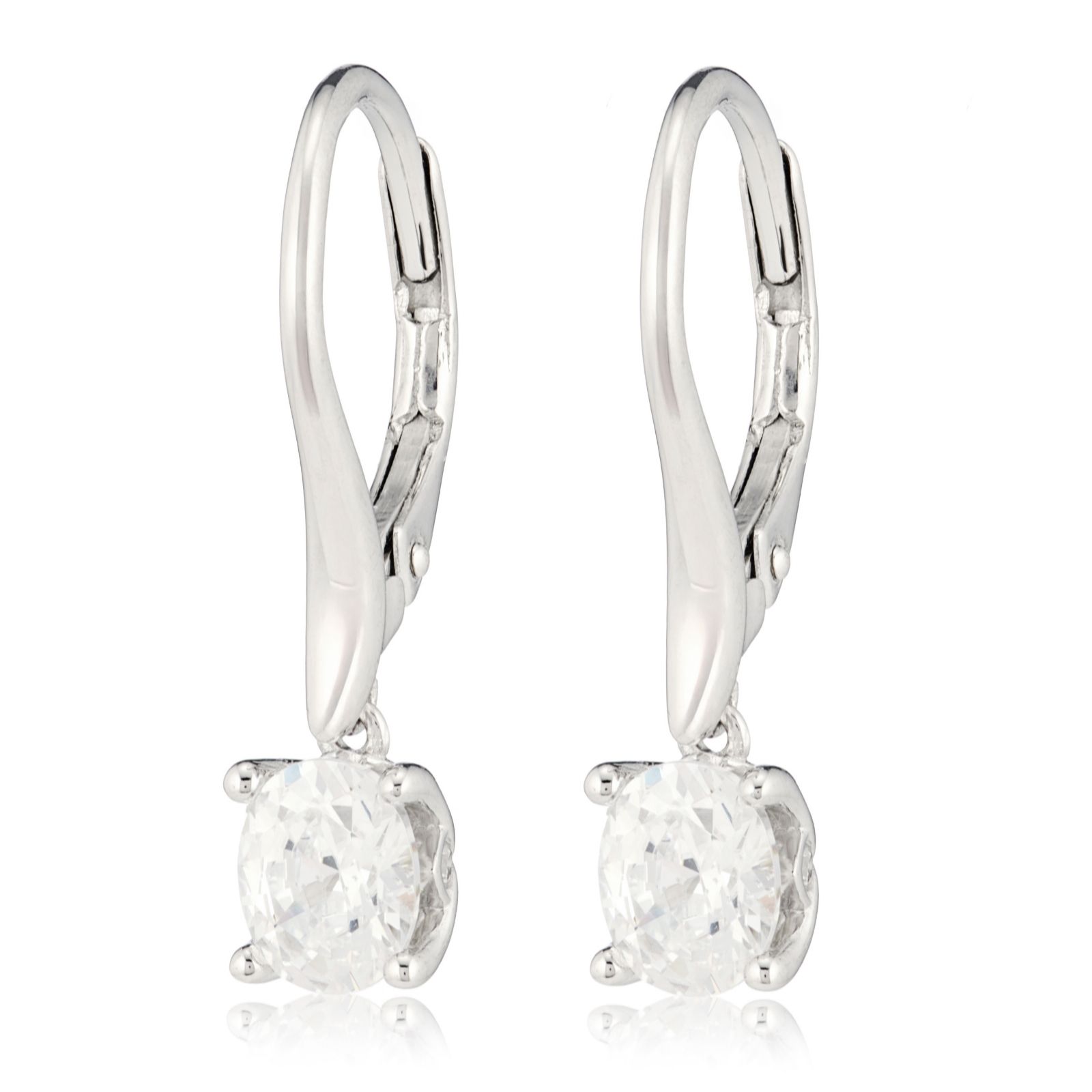 Diamonique 1ct tw Platinum Plated Classic Icon Drop Earrings Sterling Silver