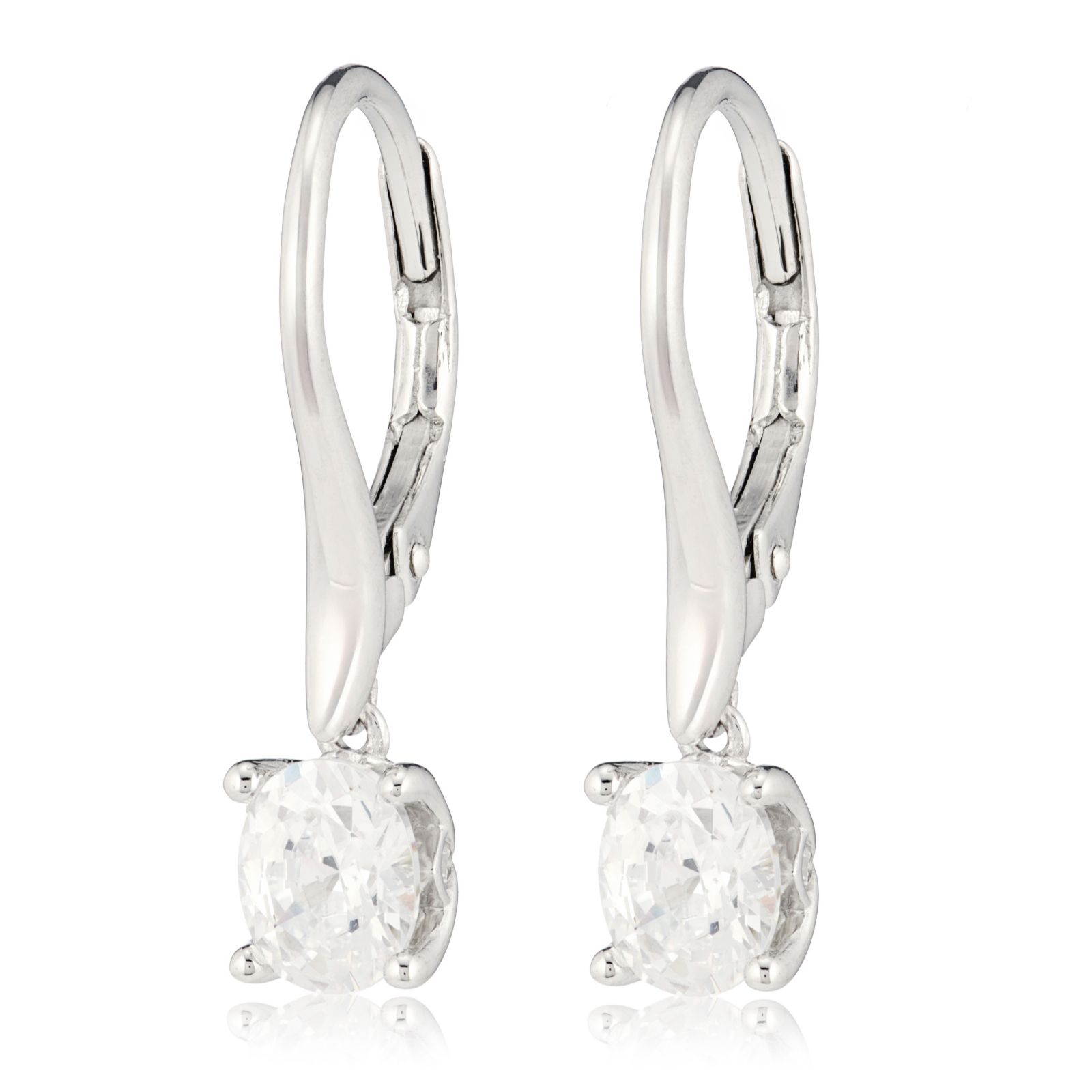 Diamonique 1ct tw Platinum Plated Classic Icon Drop Earrings Sterling Silver
