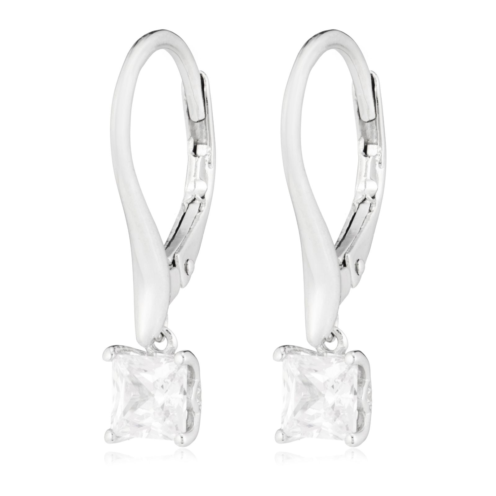 Diamonique 1ct tw Platinum Plated Classic Icon Drop Earrings Sterling Silver